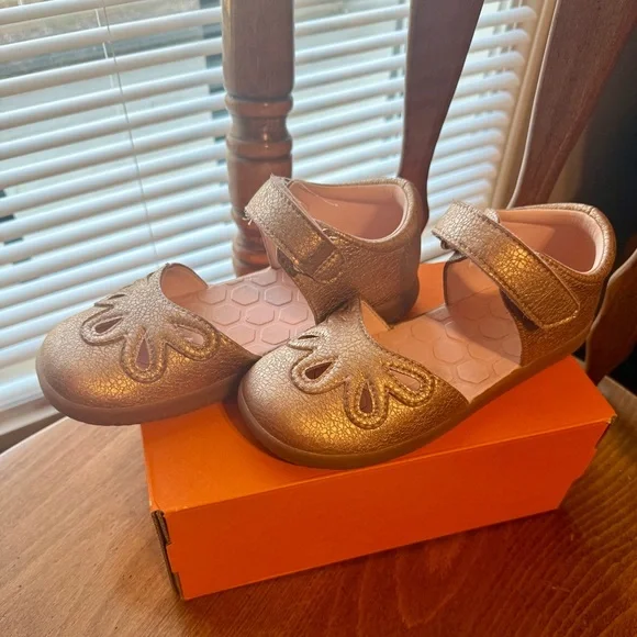 Livie & Luca Metallic Gold Kids Dress Shoes - Picture 1 of 4